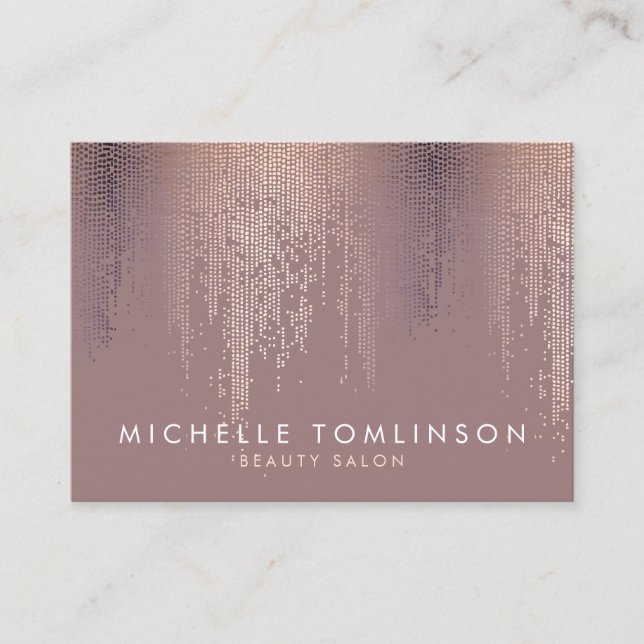 Luxe Rose Gold Confetti Rain Pattern Large Business Card (Front)
