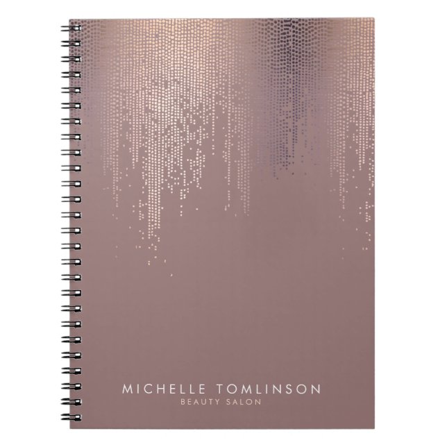Luxe Rose Gold Confetti Rain Pattern Notebook (Front)