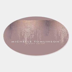 Luxe Rose Gold Confetti Rain Pattern Oval Sticker