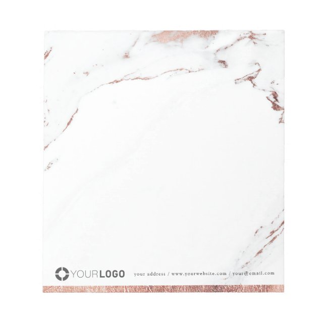 Luxe rose gold marble personalised Stationery Notepad (Front)