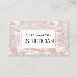 Luxe Rose Gold Pink Marble Beauty Esthetician  Business Card
