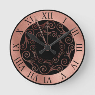 LUXE ROSE GOLD ROMAN WALL CLOCK