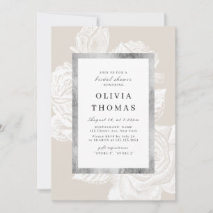 Luxe rose neutral vintage botanical Bridal Shower Invitation