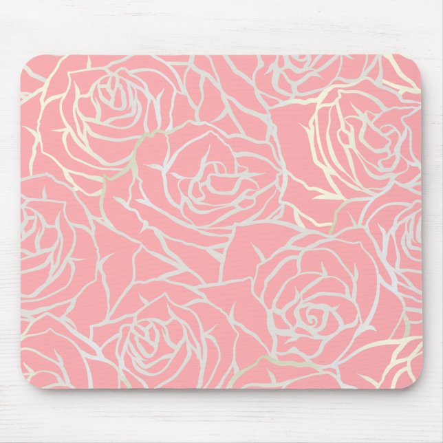 Luxe Rose Outline Mouse Pad (Front)