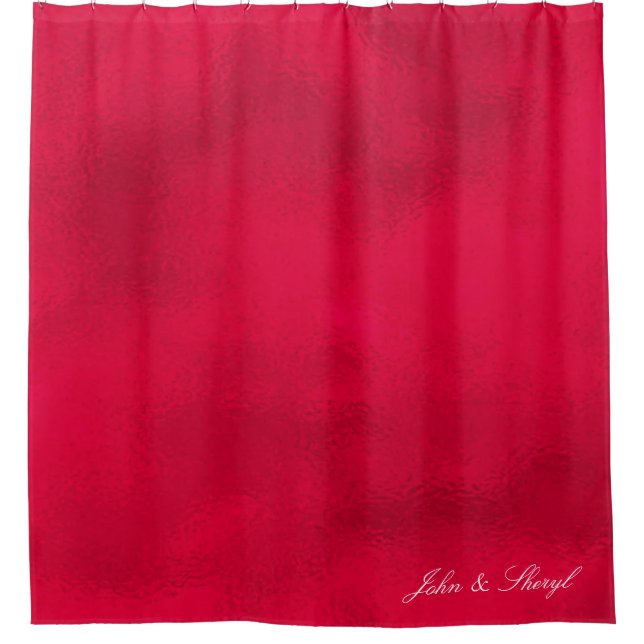 Luxe Ruby Red Foil Texture Personalised  Shower Curtain (Front)