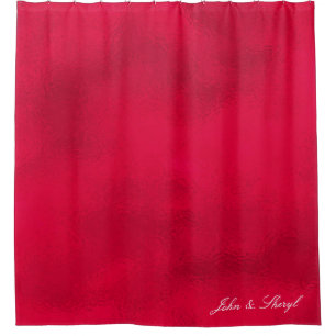 Luxe Ruby Red Foil Texture Personalized  Shower Curtain