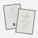 Luxe Sage Green with RSVP QR Code | Wedding Invitation<br><div class="desc">Simplify your wedding planning with this elegant all-in-one sage green invitation featuring a built-in QR code for easy RSVPs. These elegant, luxe wedding invitations feature a sage green border and a lighter sage green and white design. There is a mix of classic text and modern calligraphy for a classy and...</div>