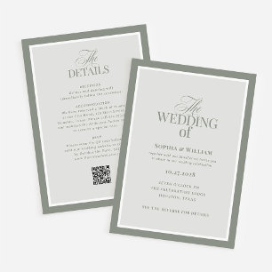 Luxe Sage Green with RSVP QR Code Wedding Invitation