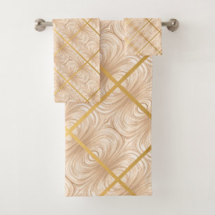 LUXE SATIN GOLD BRONZE BATHROOM TOWEL SET