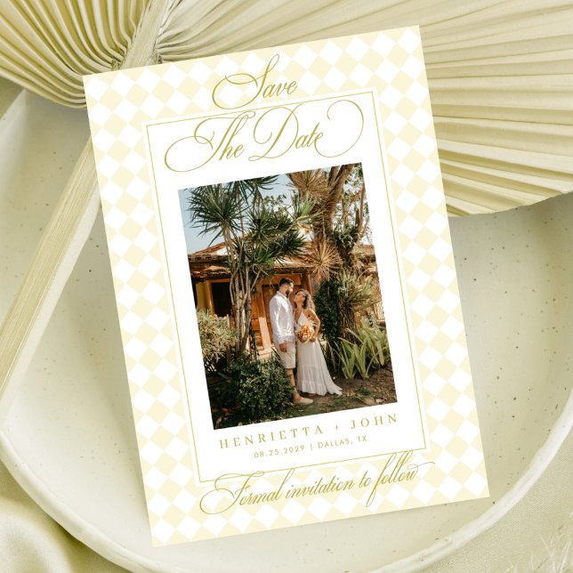 Luxe Script Citrus Yellow Refined Summer Wedding Save The Date (Creator Uploaded)
