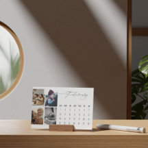 Luxe Script Easel Calendar February 2026