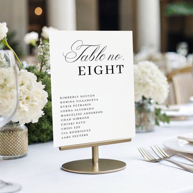 Luxe Script Seating Chart Names Elegant Wedding Table Number (Creator Uploaded)