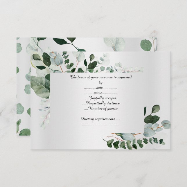 LUXE SILVER BOTANICAL RESPONSE CARD (Front/Back)