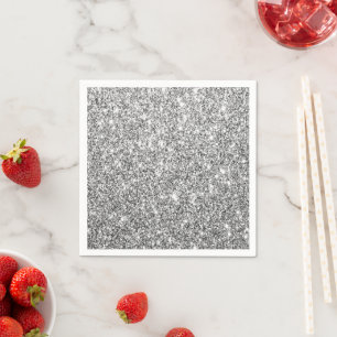 Luxe Silver Glitter Party Paper Napkin
