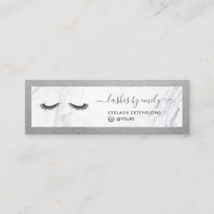 Luxe Silver & Marble Eyelash Beauty Specialist Mini Business Card
