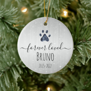 Luxe Silver Metal Forever Loved Pet Memorial  Ceramic Ornament