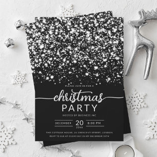 Luxe Silver Winter Shiny Stars Company Xmas  Invitation