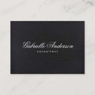 Luxe Simple Black Leather Business Card