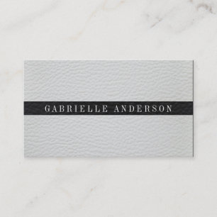 Luxe Simple White and Black Leather Business Card