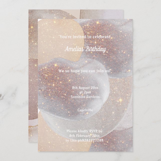 LUXE SPACE TALK BIRTHDAY PARTY INVITATION (Front/Back)