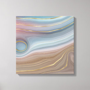 Luxe Strata Dusty Slate Blue Taupe Pink Agate Canvas Print