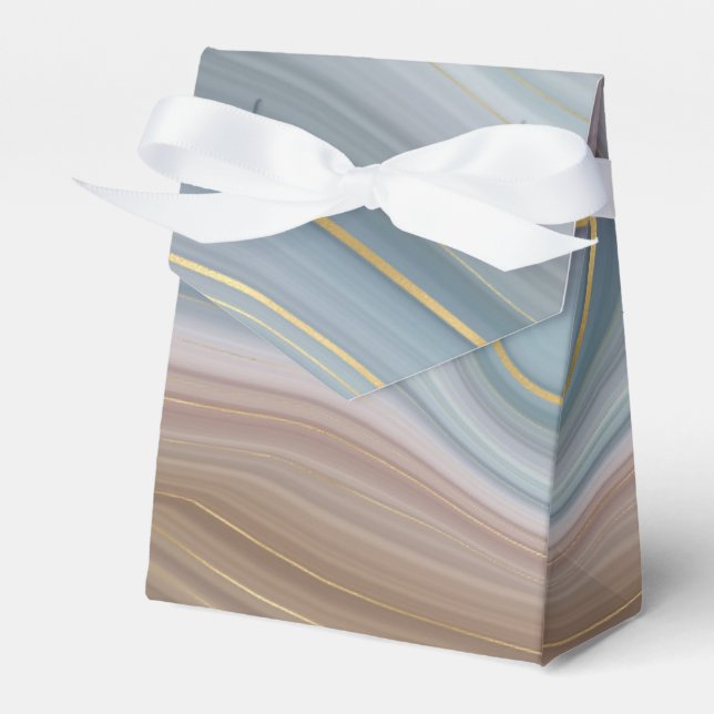 Luxe Strata | Dusty Slate Blue Taupe Pink Agate Favour Box (Front Side)