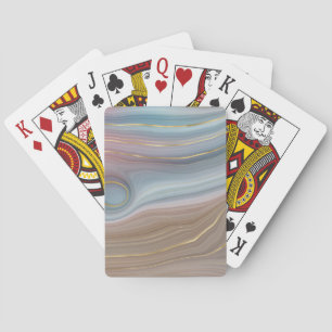 Luxe Strata   Dusty Slate Blue Taupe Pink Agate Playing Cards