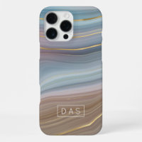 Luxe Strata | Slate Blue Taupe Pink Agate Monogram