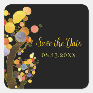 Luxe Tree Wedding Save the Date Square Sticker