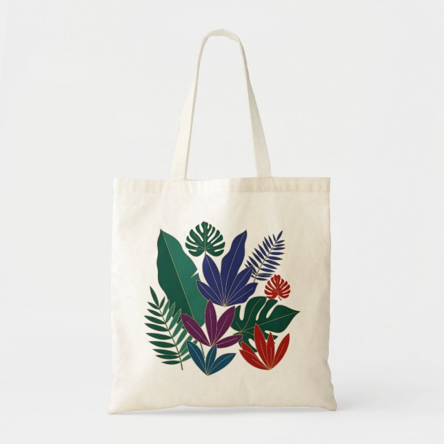 Luxe Tropical Jungle Leaves Tote Bag (Front)