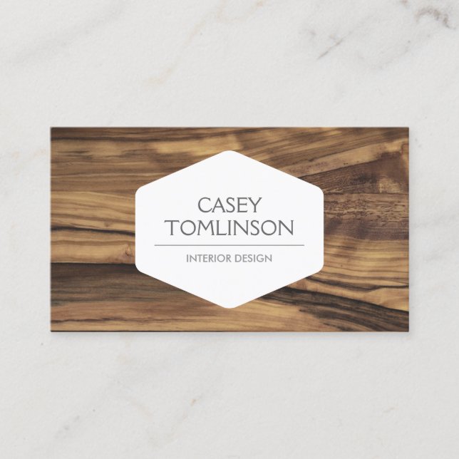LUXE VINTAGE MODERN WOODGRAIN DESIGNER BUSINESS CARD (Front)