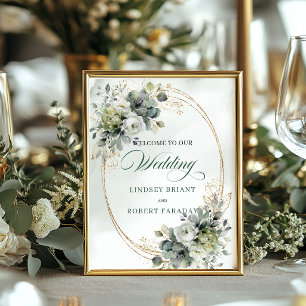 Luxe Watercolor Botanical Wedding Welcome Sign