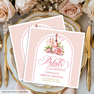 Luxe Watercolor Petals and Prosecco Bridal Napkins