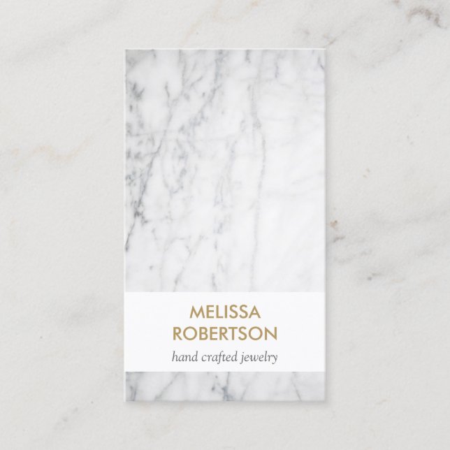 Luxe White Marble for Jewellery Designer Business Card (Front)