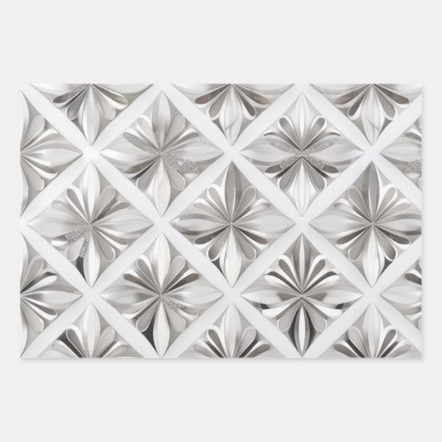 Luxe White Marble Silver Glitter Wrapping Paper (Front)