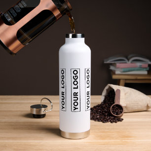 Luxe Wide Logo Pattern White Water Bottle
