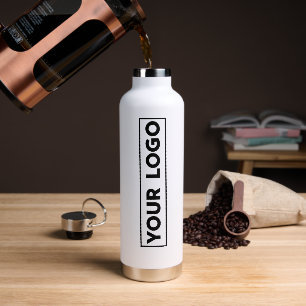 Luxe Wide Logo White Water Bottle