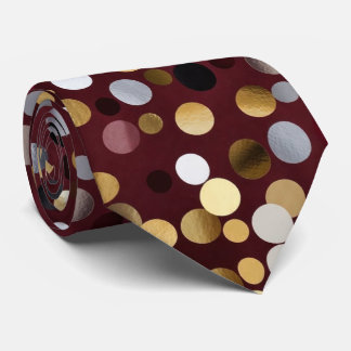 Luxe Wine Red with Gold & Silver Dot Tie