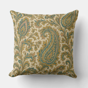 LuxeLayers Paisley Elegance Throw Pillow Teal