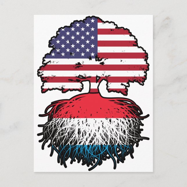 Luxembourg American USA United States Flag Roots Postcard (Front)