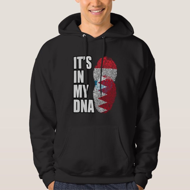 Luxembourg And Bahraini Mix DNA Heritage Flag Hoodie (Front)