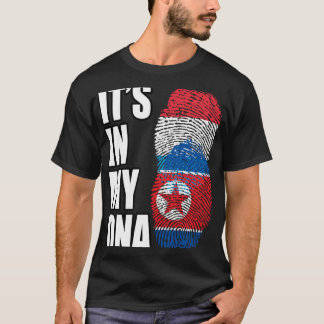 Luxembourg And North Korean Mix DNA Heritage Flag T-Shirt