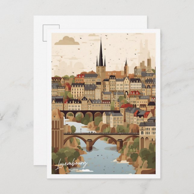 Luxembourg City Art Travel Place illustration Postcard (Front/Back)