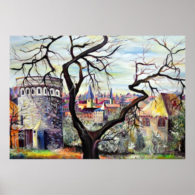 Luxembourg City - Psychedelic Plateau Du Rham Poster (Front)