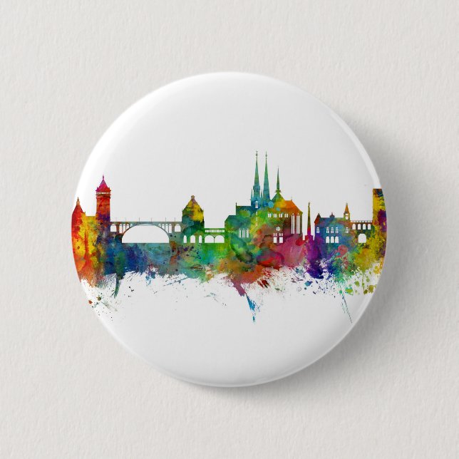 Luxembourg City Skyline 6 Cm Round Badge (Front)