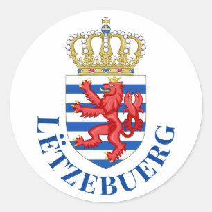 Luxembourg coat of arms (with name underneath) classic round sticker