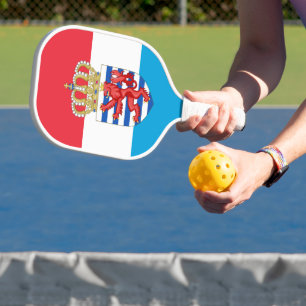 Luxembourg coat of arms (with name underneath) pickleball paddle