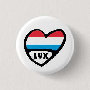 Luxembourg Country Code Flag Heart LUX 3 Cm Round Badge