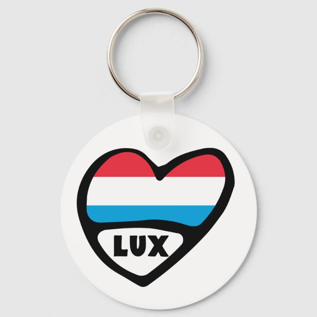 Luxembourg Country Code Flag Heart LUX Key Ring (Front)
