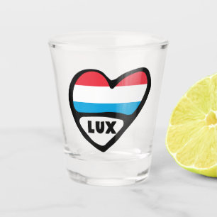 Luxembourg Country Code Flag Heart LUX Shot Glass